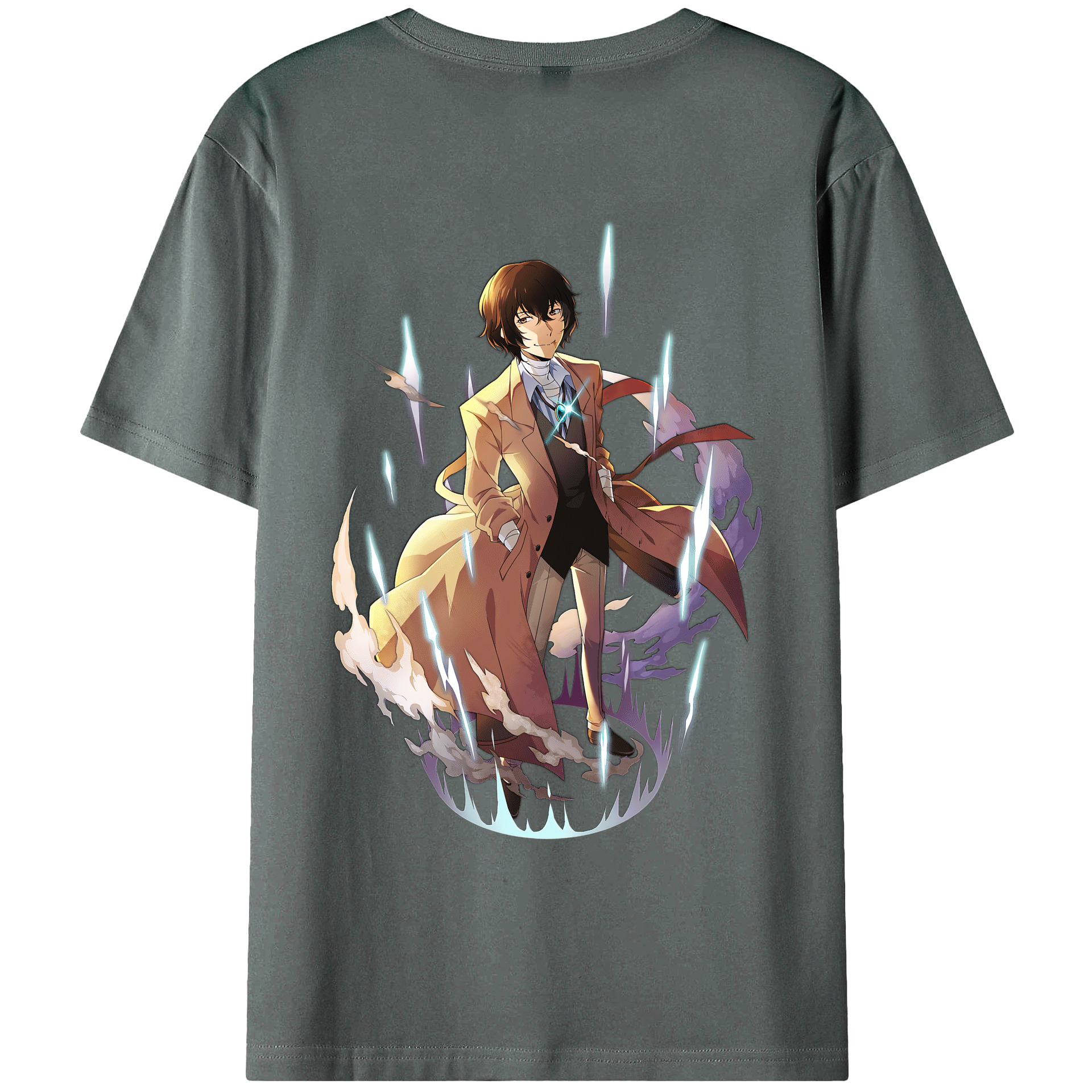 （画像用） 文豪ストレイドッグス Bungo Stray Dogs 綿100％ メンズ半袖Tシャツ（バックプリント） 通気性
